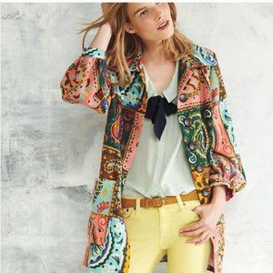 Anthropologie elevenses patchwork paisley coat